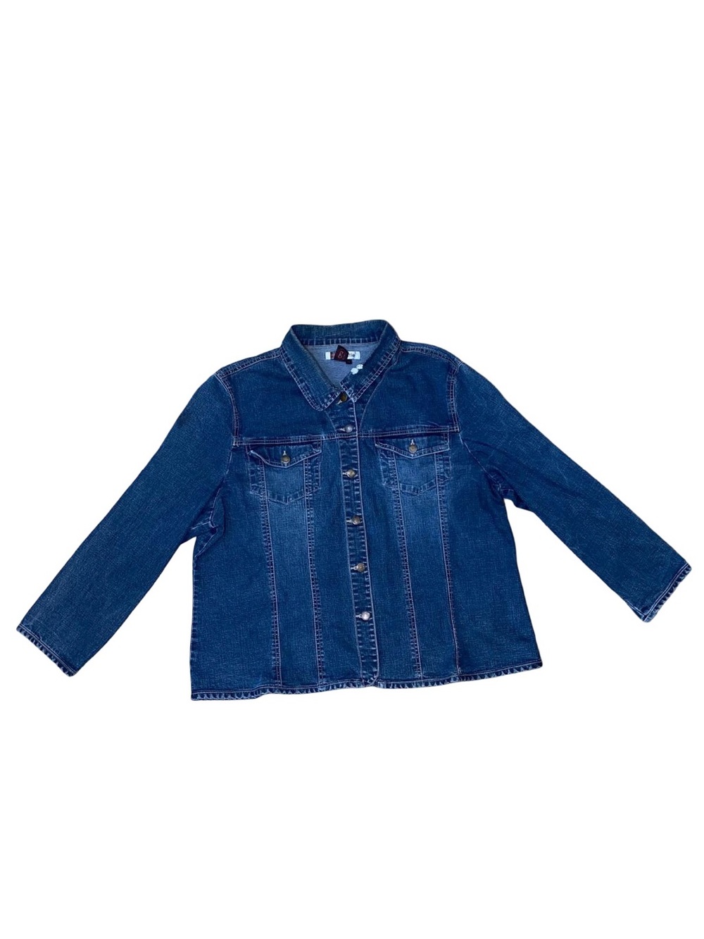 Women’s Dark Wash Denim Jacket Size 2X Blue Stretch Classic Trucker
